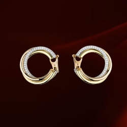 珠宝 金耳环 三色/卡地亚TRINITY三色金耳环
