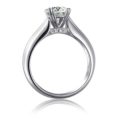 蒂爵白色18k金钻石镶嵌戒指